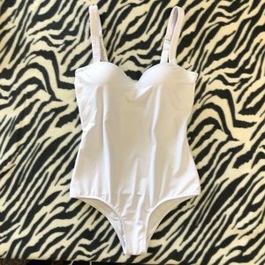 Adorable White Swimsuit Built-in Bra